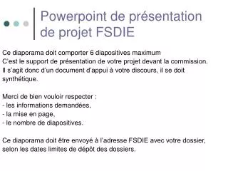 powerpoint de pr sentation de projet fsdie