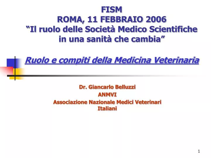 dr giancarlo belluzzi anmvi associazione nazionale medici veterinari italiani