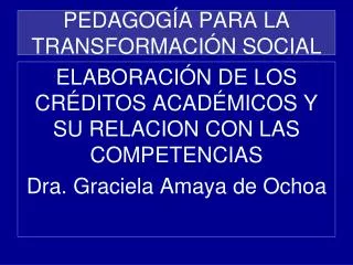 pedagog a para la transformaci n social