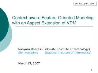 Context-aware Feature-Oriented Modeling with an Aspect Extension of VDM