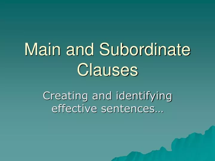 main and subordinate clauses