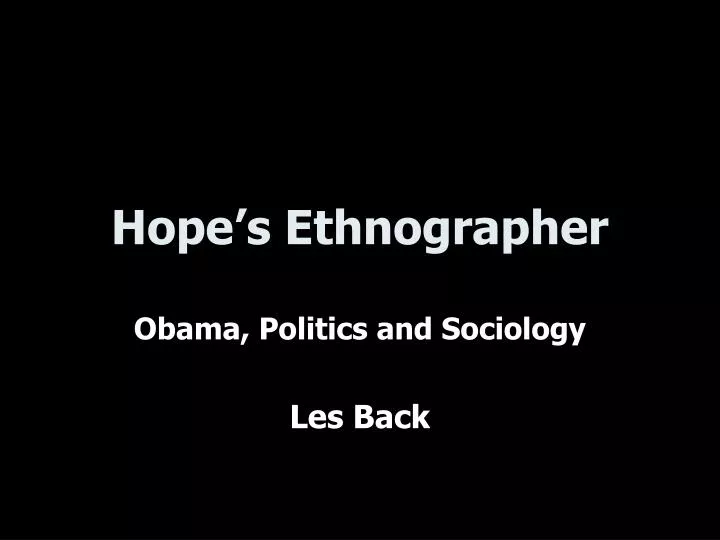 hope s ethnographer