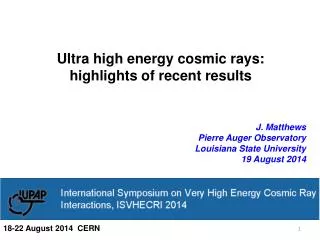 Ultra high energy cosmic rays: highlights of recent results