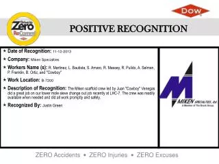Date of Recognition : 11-12-2013 Company : Miken Specialties