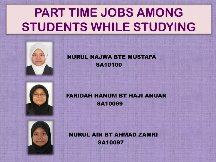part time jobs among students while studying