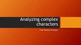 Analyzing complex characters