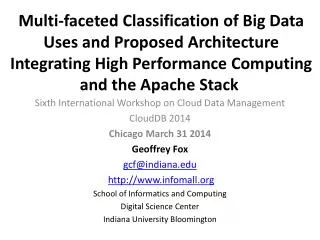 Sixth International Workshop on Cloud Data Management CloudDB 2014 Chicago March 31 2014