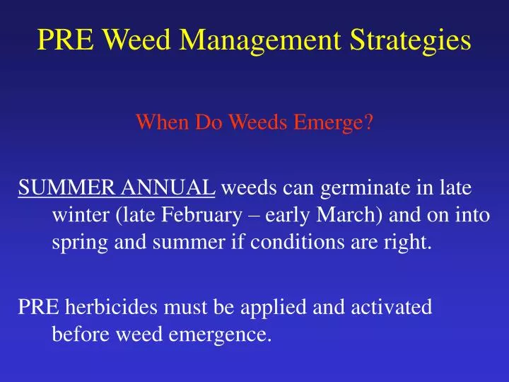 pre weed management strategies