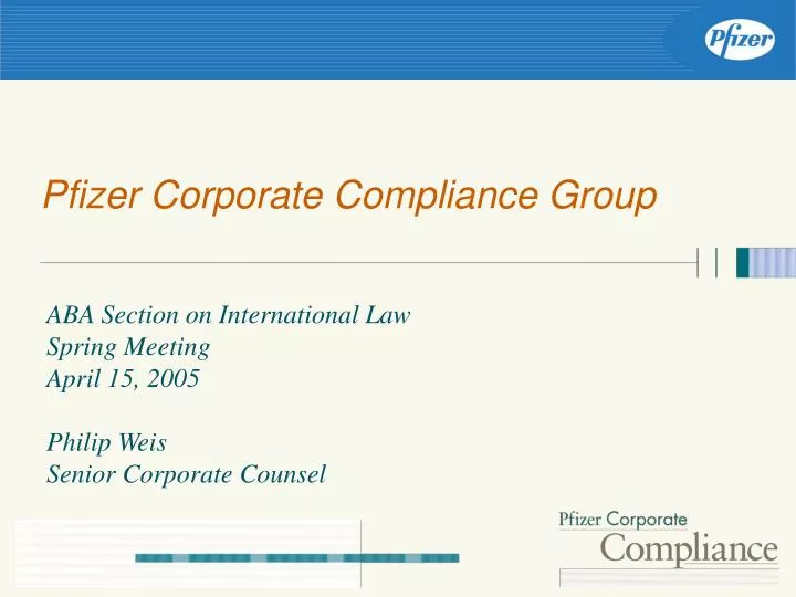 pfizer corporate compliance group