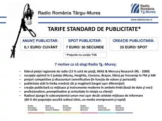 tarife standard de publicitate