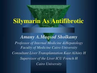 Silymarin As Antifibrotic