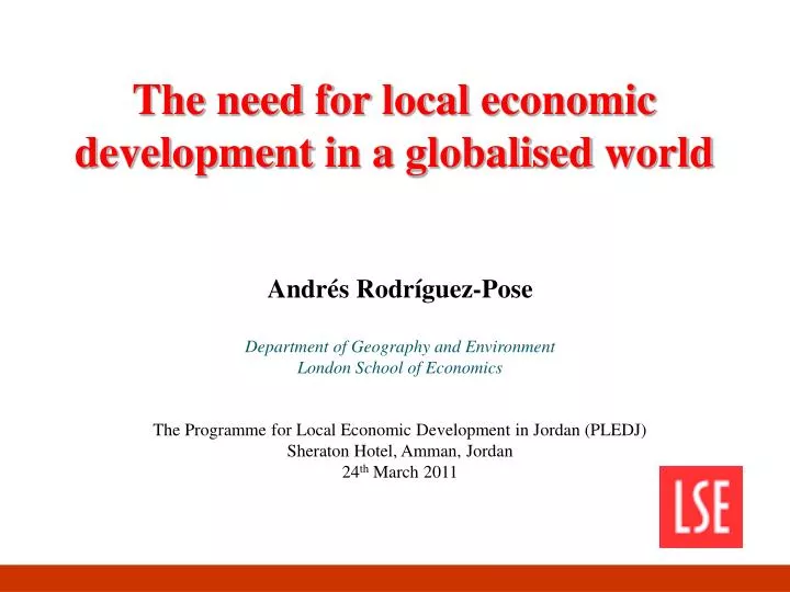 the need for local economic development in a globalised world