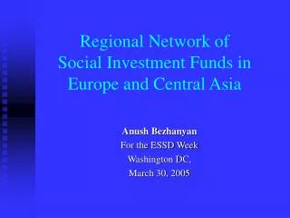 Regional Network of Social Investment Funds in Europe and Central Asia