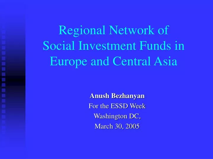 regional network of social investment funds in europe and central asia