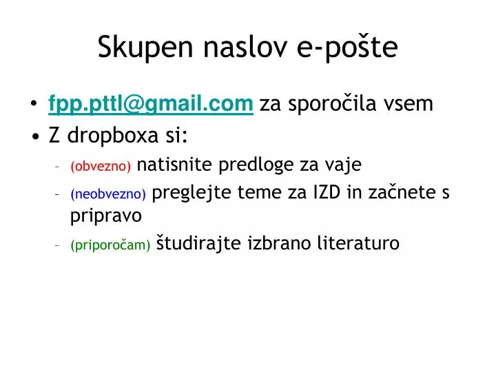 skupen naslov e po te