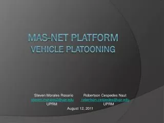 MAS-NET platform Vehicle Platooning