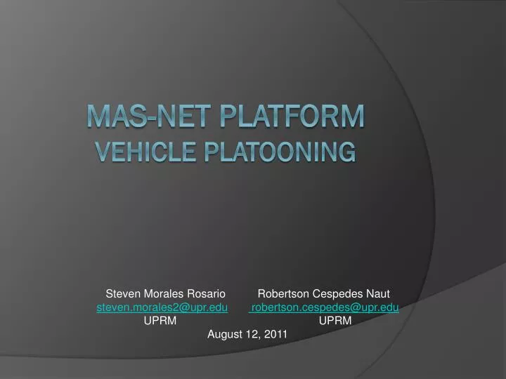 mas net platform vehicle platooning