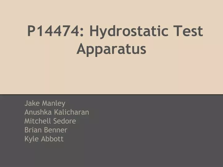 p14474 hydrostatic test apparatus