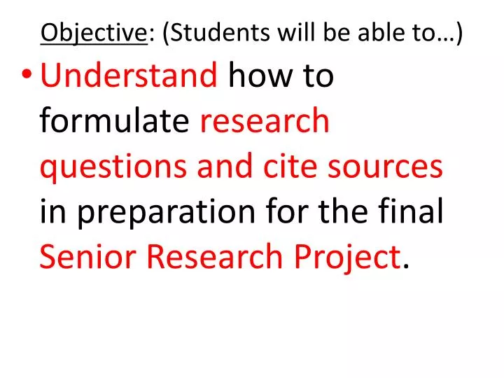 objective students will be able to