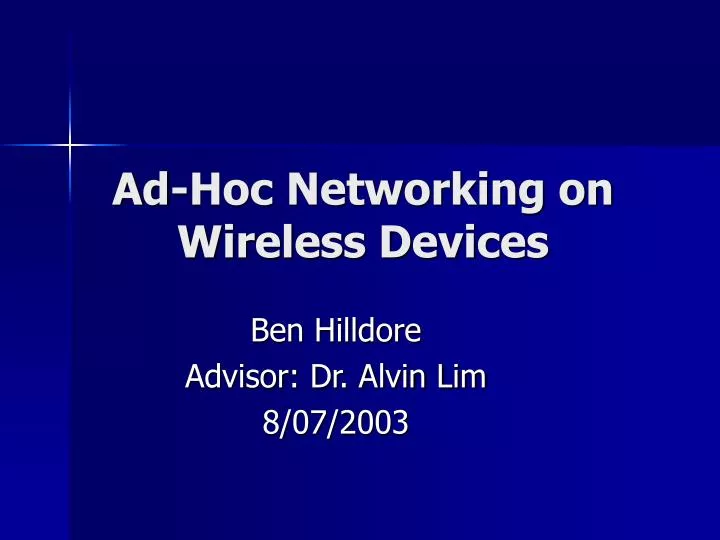ad hoc networking on wireless devices