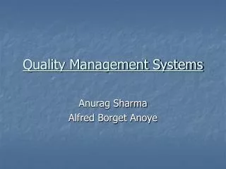 Quality Management Systems