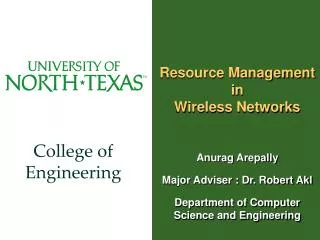 Resource Management in Wireless Networks