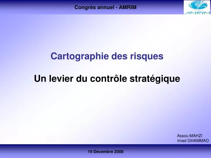 PPT - Cartographie Des Risques Un Levier Du Contrôle Stratégique ...