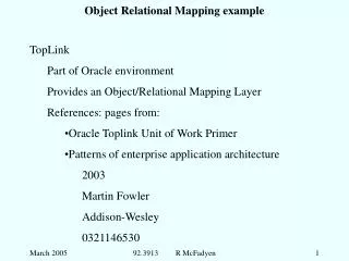 Object Relational Mapping example