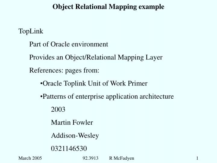 object relational mapping example
