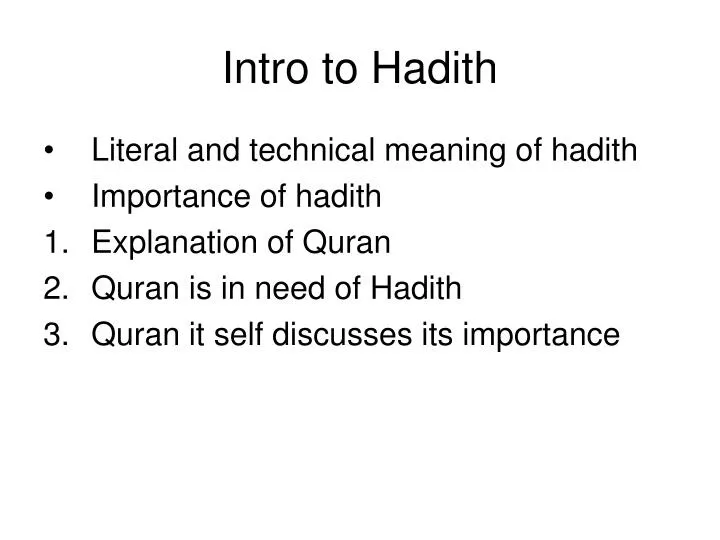 intro to hadith