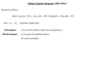 Infinite Impulse Response (IIR) Filters