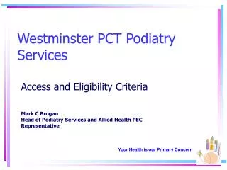 Westminster PCT Podiatry Services