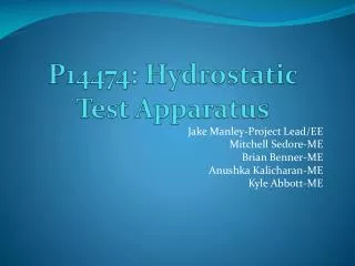 P14474: Hydrostatic Test Apparatus