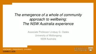 The emergence of a whole of community approach to wellbeing: The NSW Australia experience
