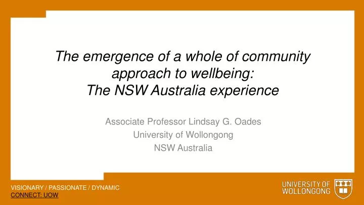 the emergence of a whole of community approach to wellbeing the nsw australia experience
