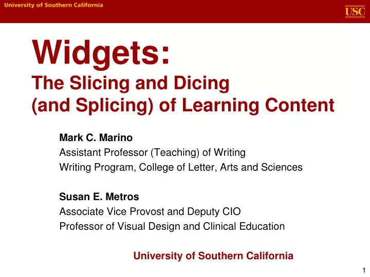 widgets the slicing and dicing and splicing of learning content