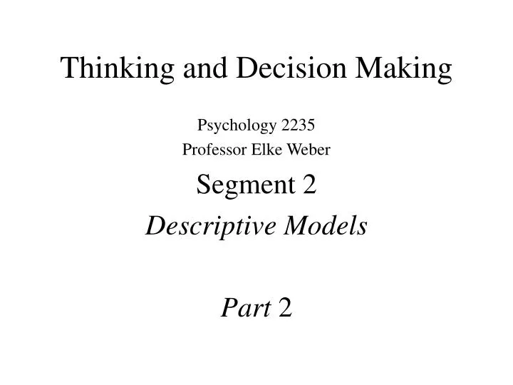 thinking and decision making