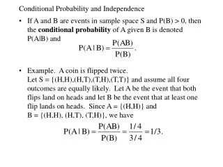 Conditional Probability and Independence