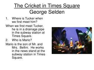 The Cricket in Times Square George Selden