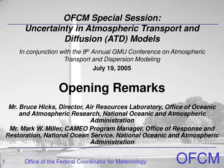 ofcm special session uncertainty in atmospheric transport and diffusion atd models