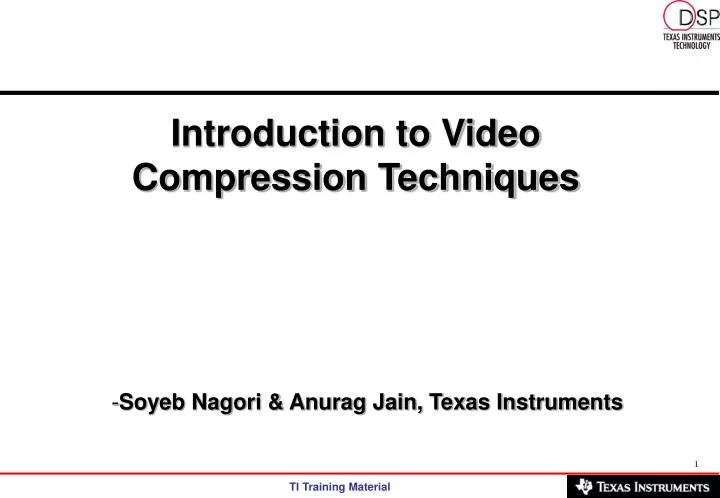 introduction to video compression techniques