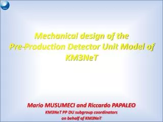 Mechanical design of the Pre-Production Detector Unit Model of KM3NeT