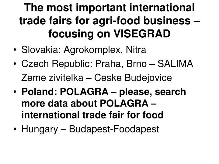 the most important international trade fairs for agri food business focusing on visegrad