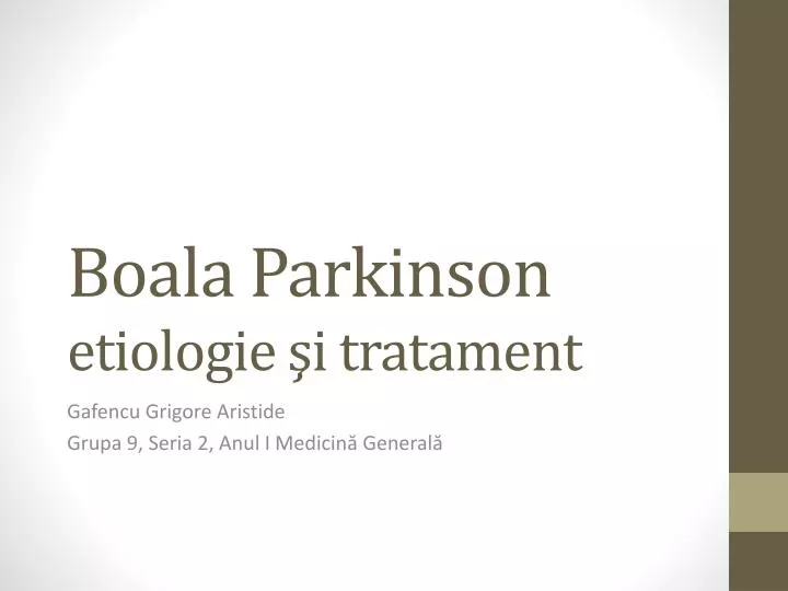 boala parkinson etiologie i tratament