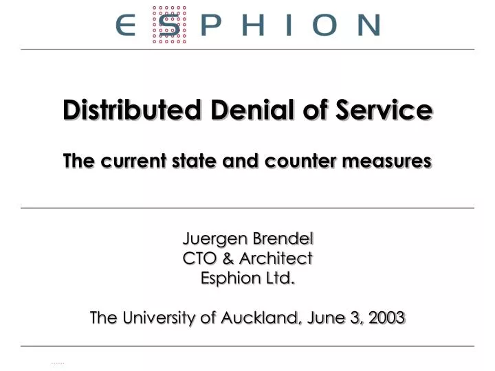 distributed denial of service the current state and counter measures
