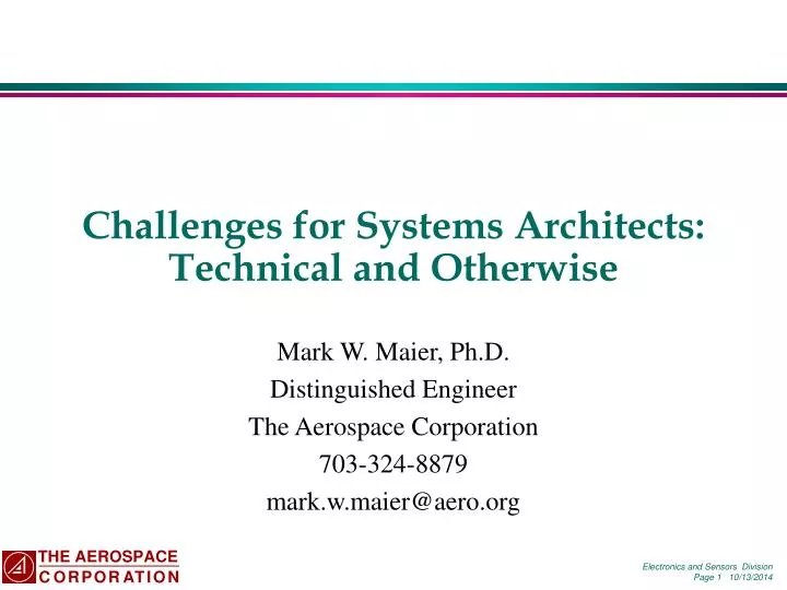 challenges for systems architects technical and otherwise