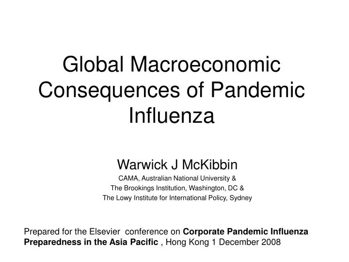 global macroeconomic consequences of pandemic influenza