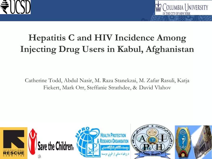 hepatitis c and hiv incidence among injecting drug users in kabul afghanistan