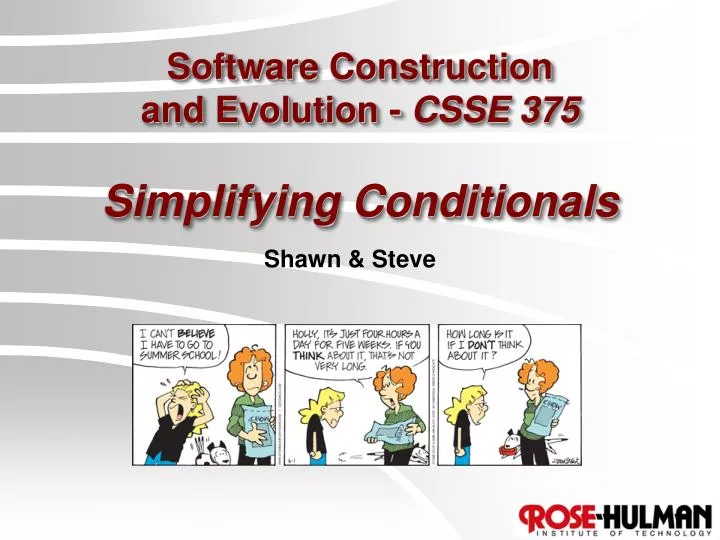 software construction and evolution csse 375 simplifying conditionals