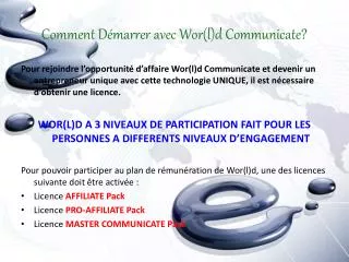 comment d marrer avec wor l d communicate